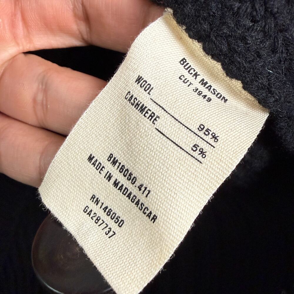 Buck Mason Herdsman Shawl Collar Cardigan Mens Large Black Wool Cashmere Sweater - Picture 4 of 9